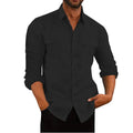 Men's Casual Cotton Linen Long Sleeve Shirt for Autumn