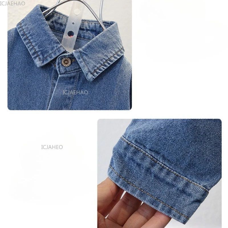 Trendy Boys Denim Set Cotton Jacket and Pants Outfit