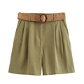 Y2K High Waist Baggy Shorts for Women with Belt