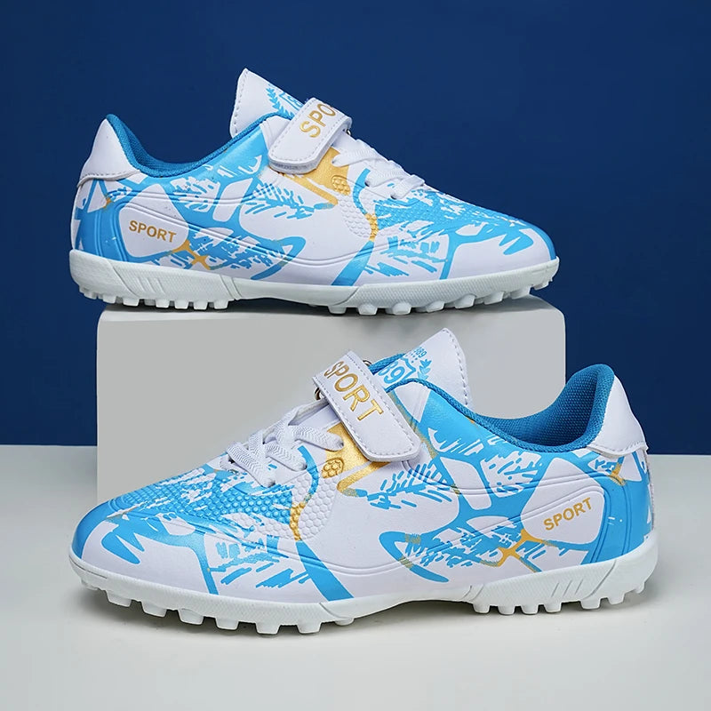 Sxfdneay Boys Soccer Cleats Velcro Leather Training Shoes
