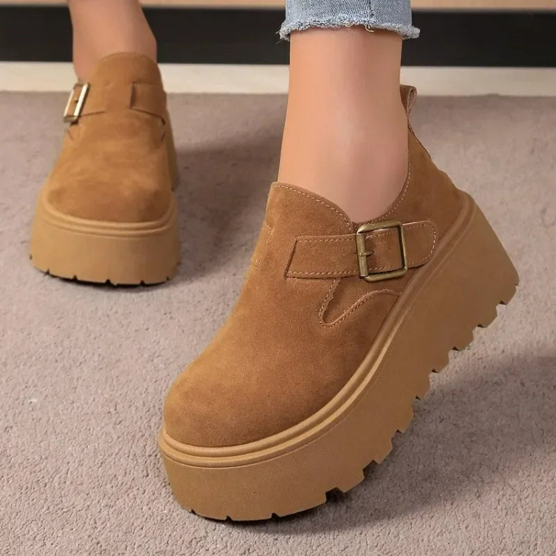 Women's Retro Suede Platform Shoes for Casual Fashion