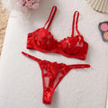 Floral Embroidery Push Up Bra and Panty Set for Women