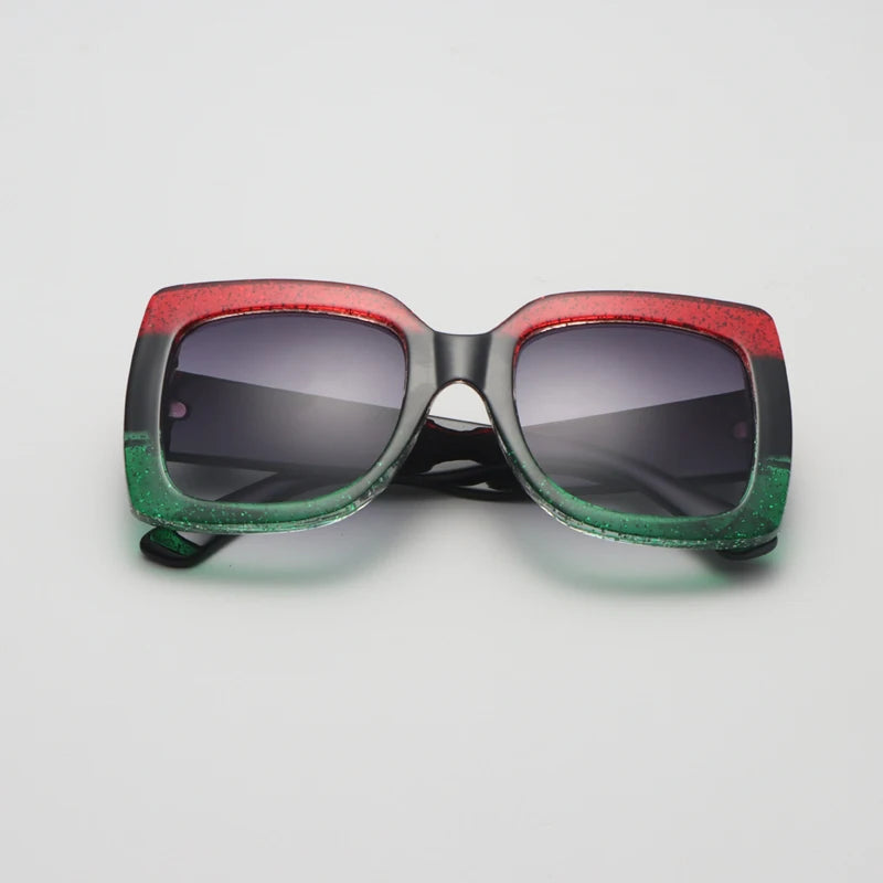 Gradient Redgreen Oversized Square Sunglasses for Women