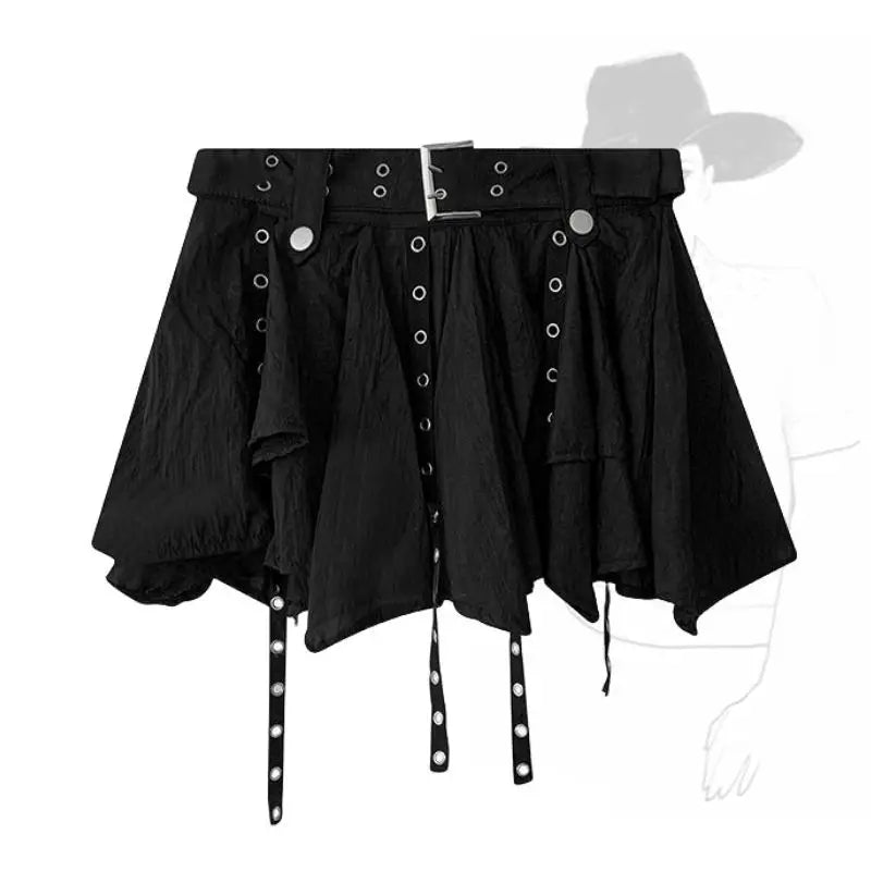 Vintage Irregular Ruffle Mini Skirt for Women