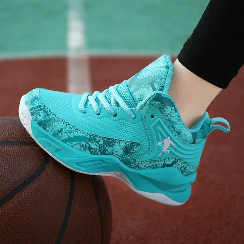 MaiJiaKa Boys Basketball Shoes Leather Sneakers for Kids