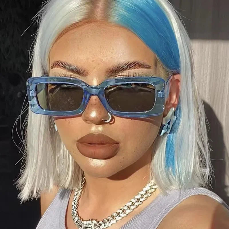 Vintage Rectangle Frame Sunglasses for Women by MOONBIFFY