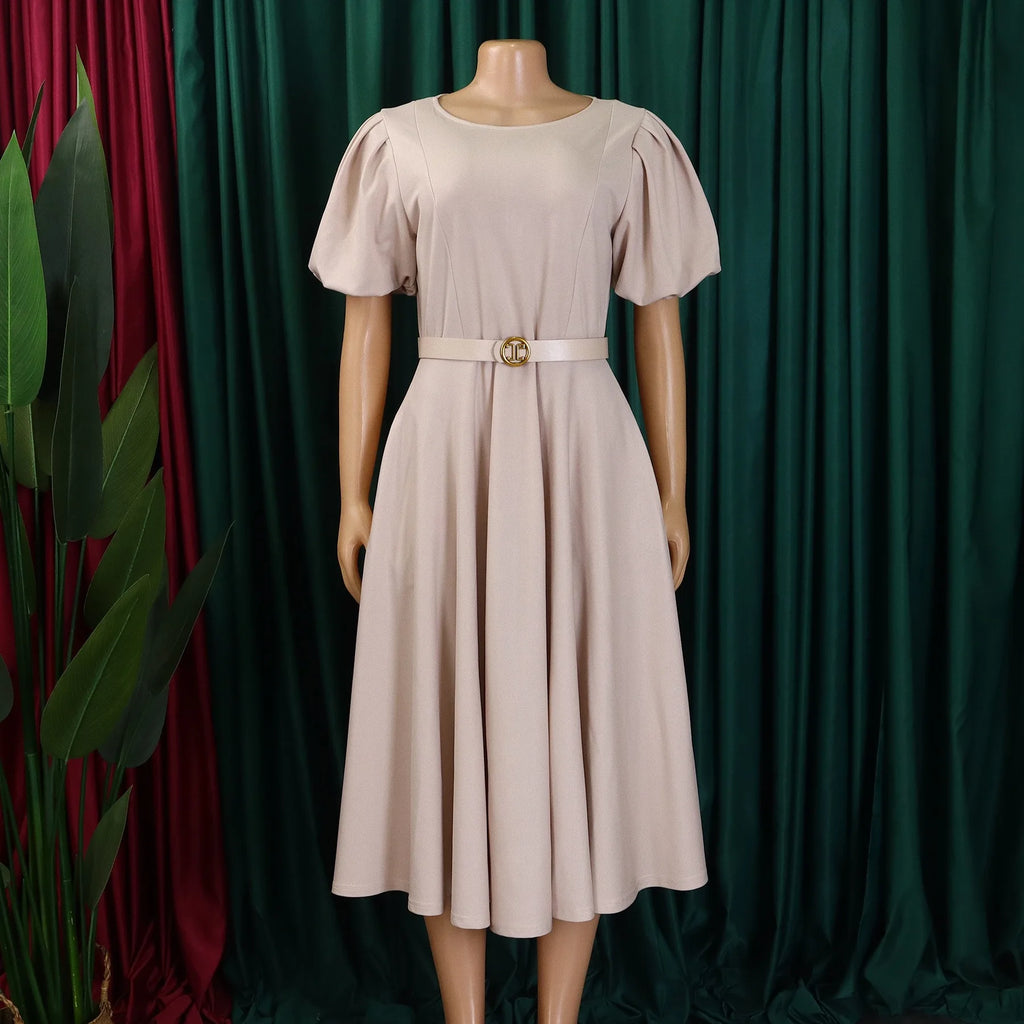Professional Women's A Line Office Dress Mid Calf Polyester