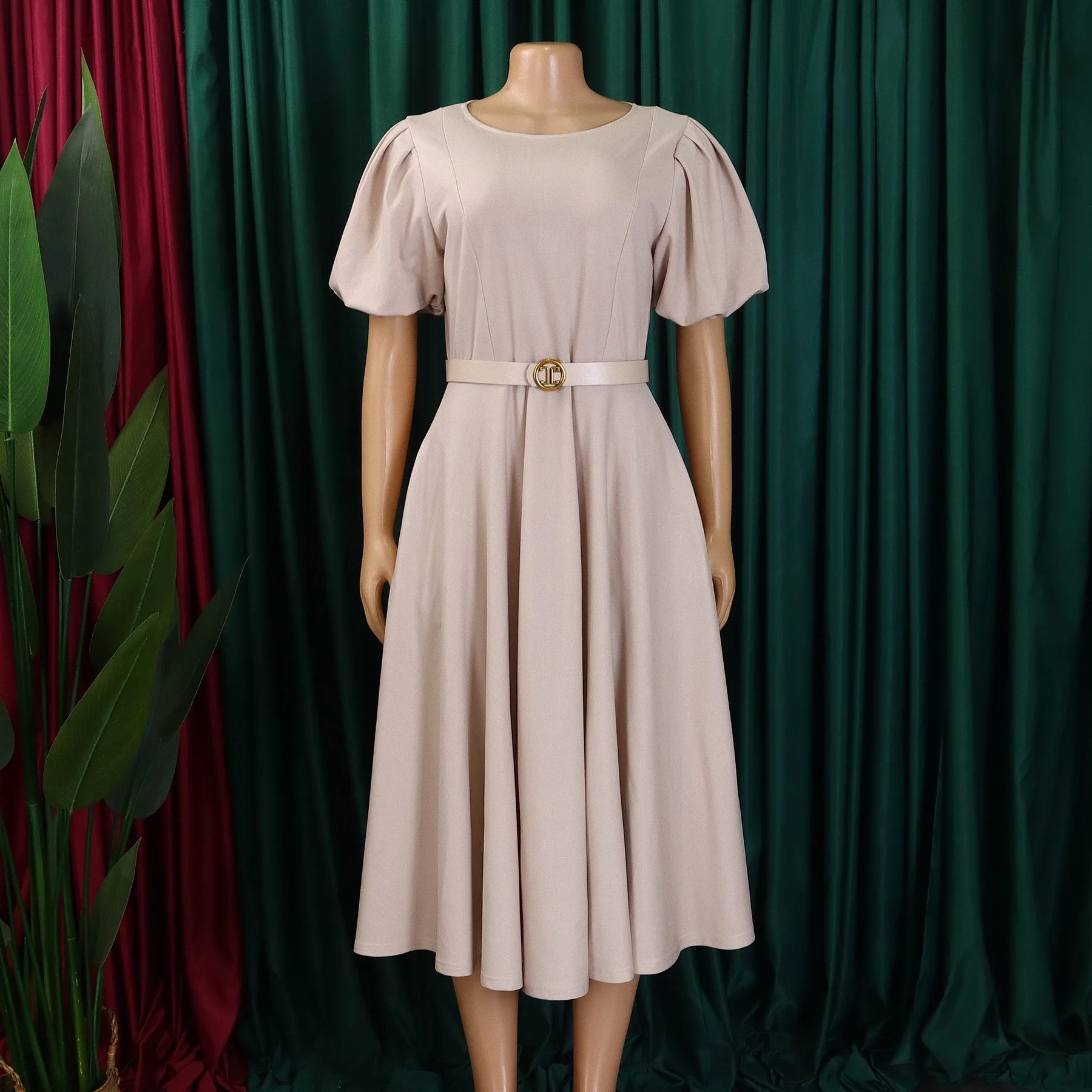 Professional Women's A Line Office Dress Mid Calf Polyester