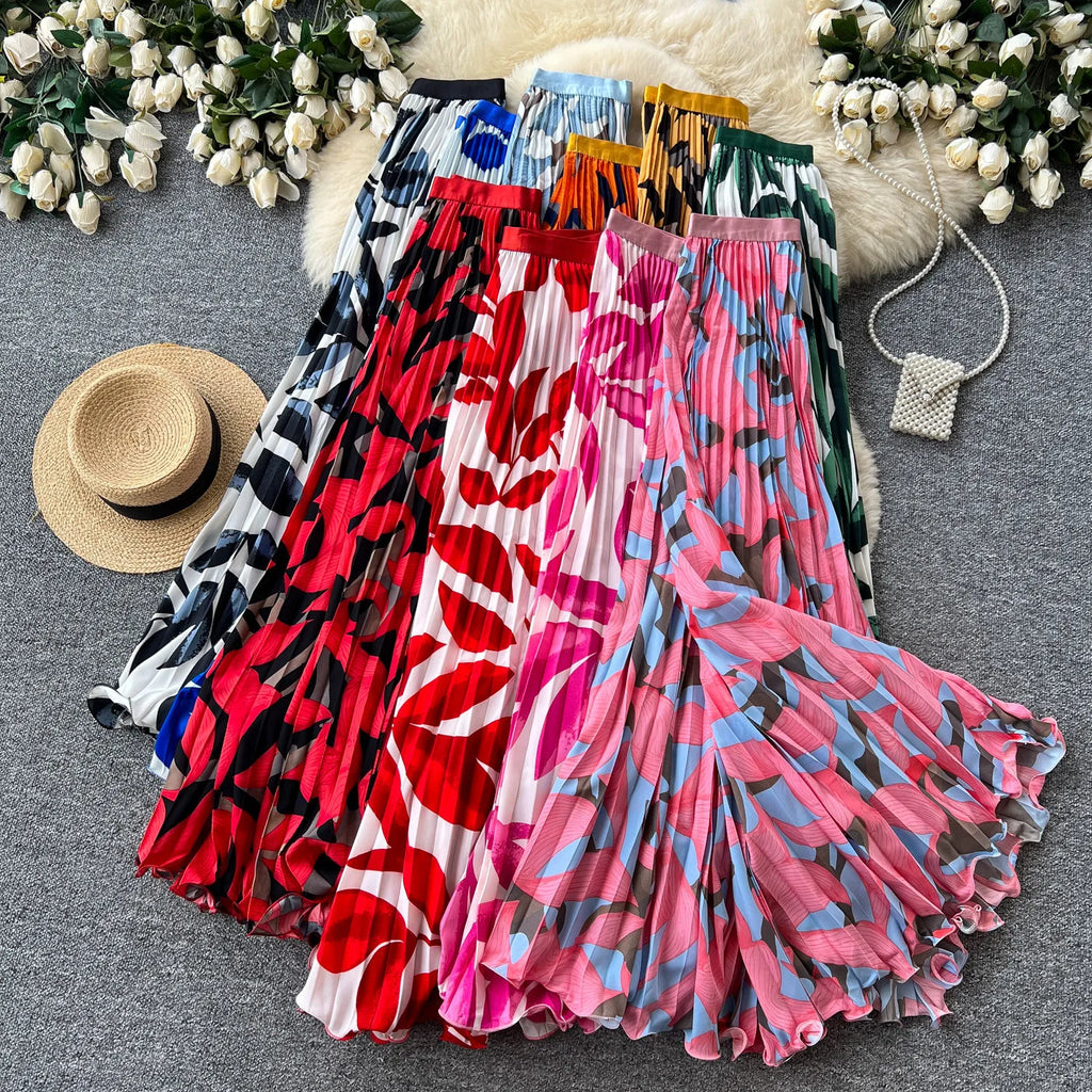 Elegant A-Line Mid Length Skirt for Women in Polyester