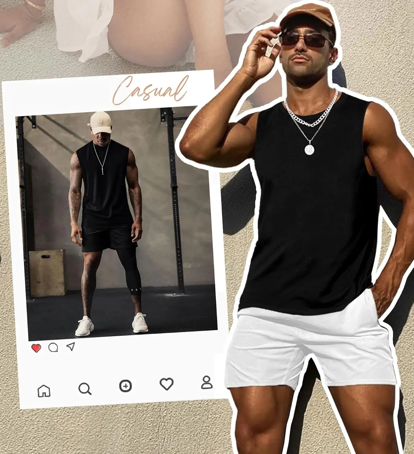 Men's Summer Polyester Tank Tops for Sports and Beach