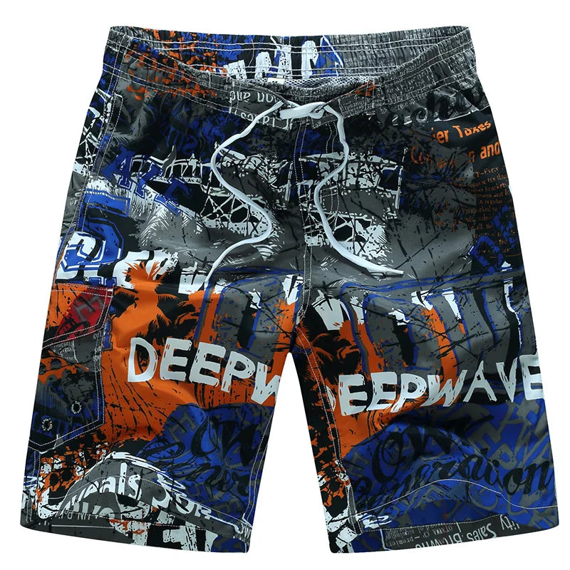 Men's Quick Dry Print Swim Trunks for Summer Beach Wear