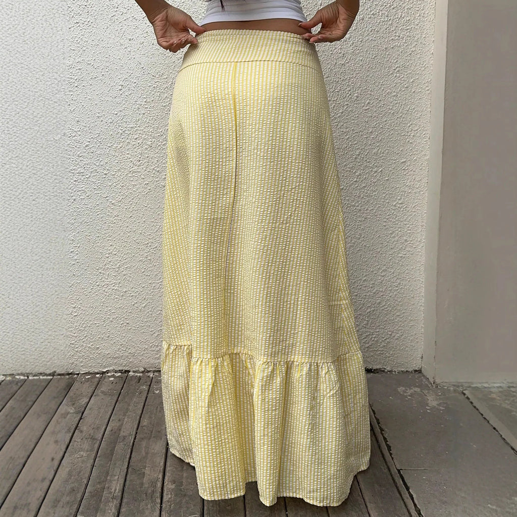 Chic High-Waisted Striped Skirt for Women in Polyester