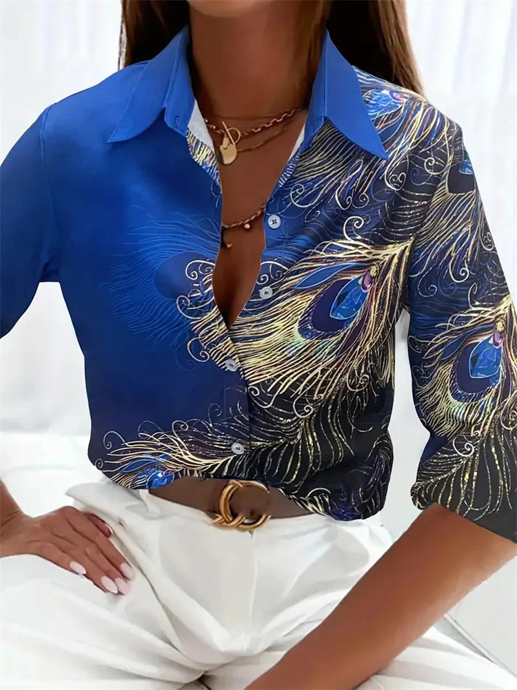 Women's Floral Printed Office Shirt for Autumn 2024