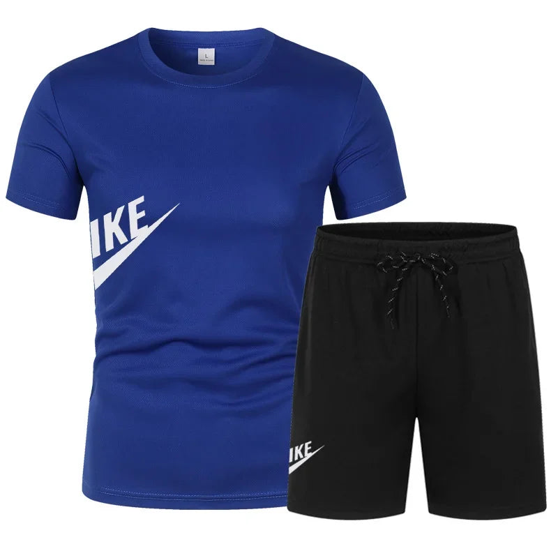 Men's Breathable Polyester Summer T-Shirt and Shorts Set