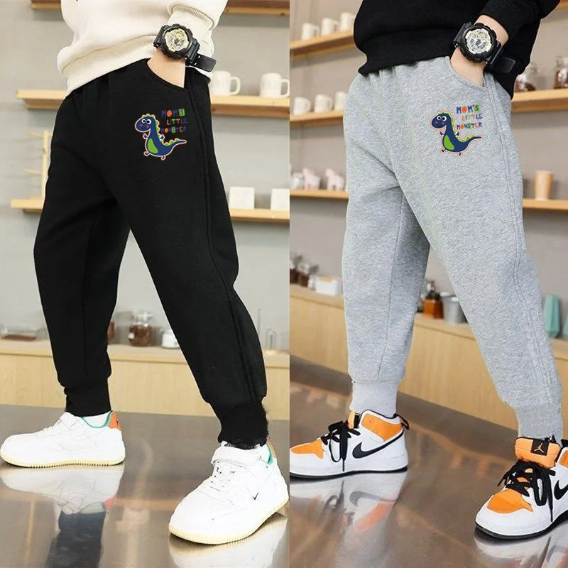 Sporty Cartoon Dinosaur Pants for Boys Aged 4-6 Years