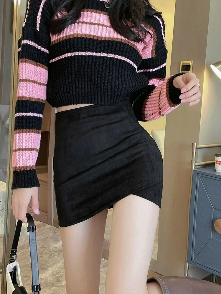 Korean Style Irregular Pleated Mini Skirt for Women