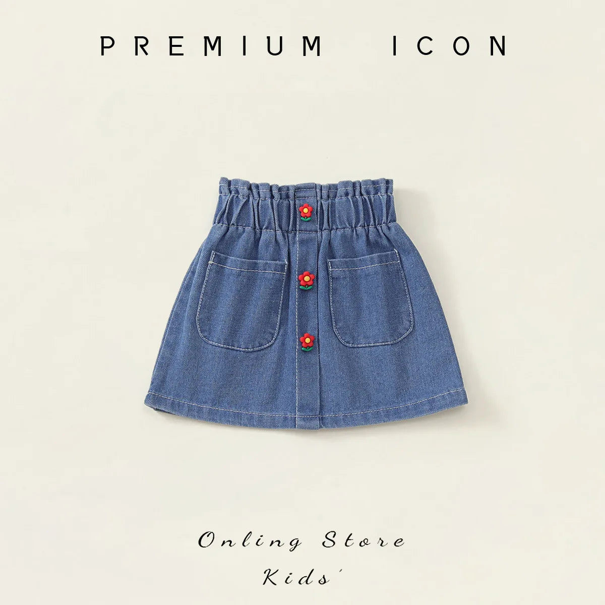 Girls' High Waisted Denim Midi Skirt for Summer 2025