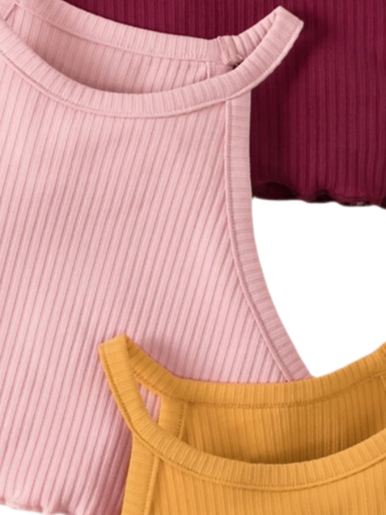 Multi-Color Ribbed Sleeveless Tops for Girls in Summer