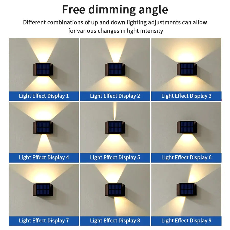 ATcomm Solar Powered LED Wall Lamp for Outdoor Garden Lighting