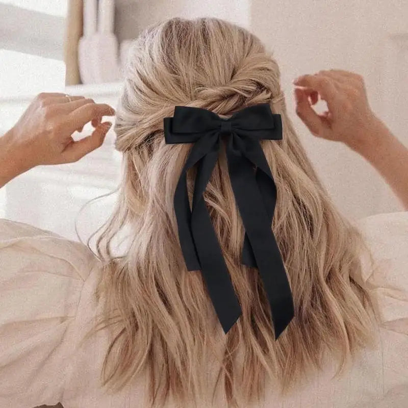 Bow Hairpin Hair Accessory for Girls in Solid Colors