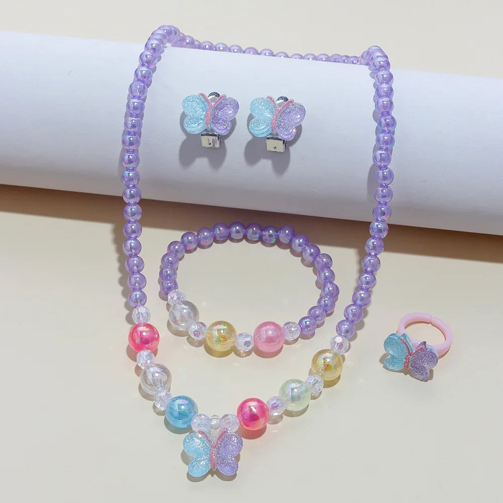 Cute Floral 5-Piece Jewelry Set for Baby Girls Aged 4-6Y