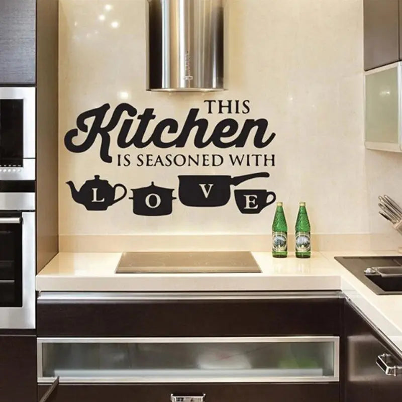 Creative PVC Kitchen Wall Stickers in Black for Home Decor
