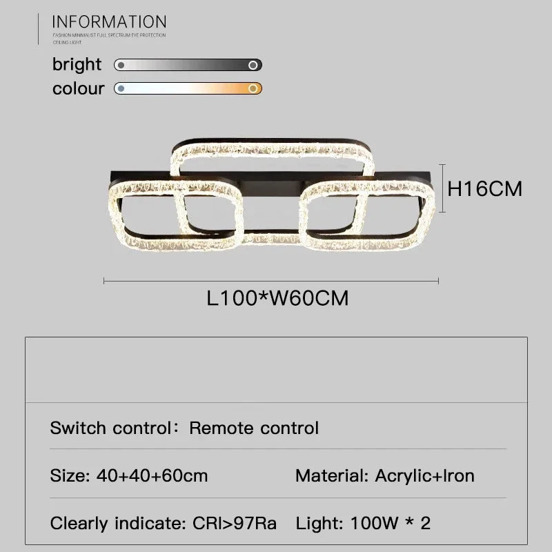 Luxury Black Modern Ceiling Lamp with Remote Control