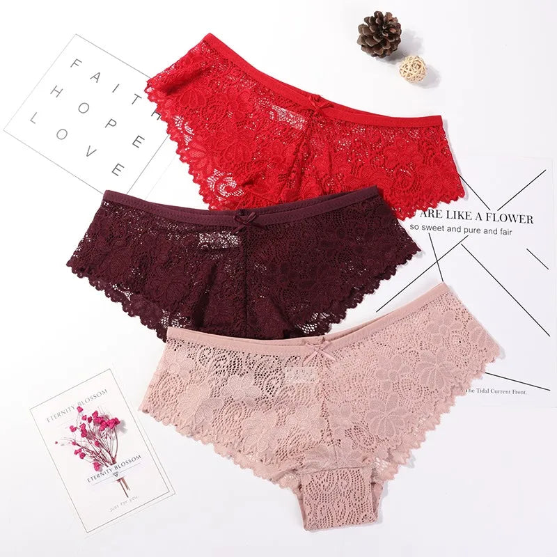 Lace Hollow Briefs Set for Women in Multiple Colors