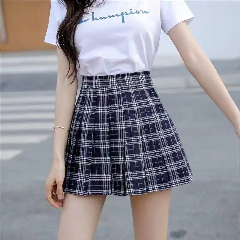Vintage Plaid Pleated Skirt for Girls Ages 7-13