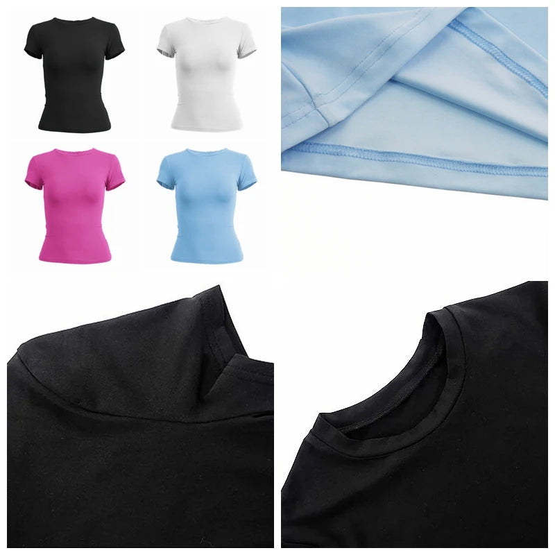 Slim Fit Women's O-Neck Polyester T-Shirt for Summer Style