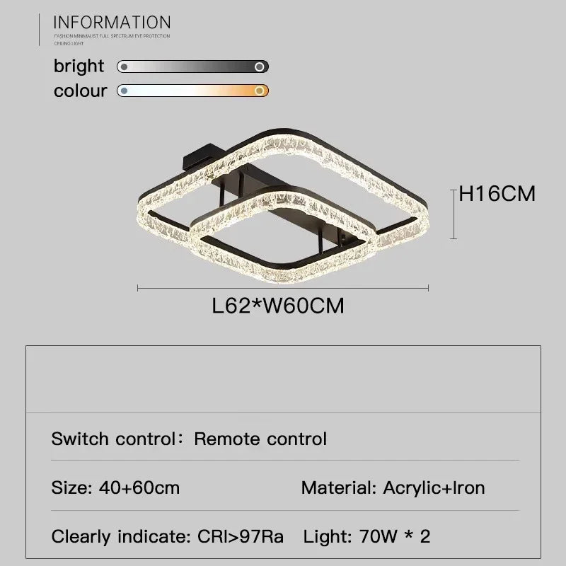 Luxury Black Modern Ceiling Lamp with Remote Control