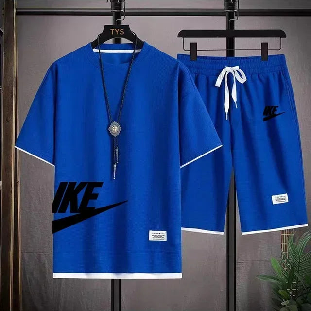 Men's Casual Sportswear Set with Short-Sleeved T-Shirt and Shorts