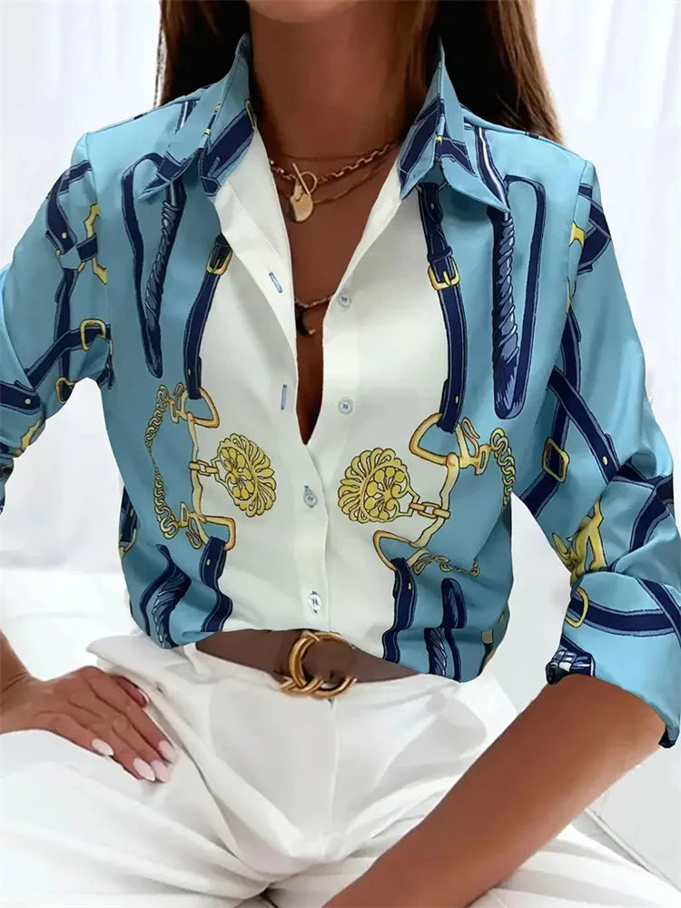 Women's Floral Printed Office Shirt for Autumn 2024