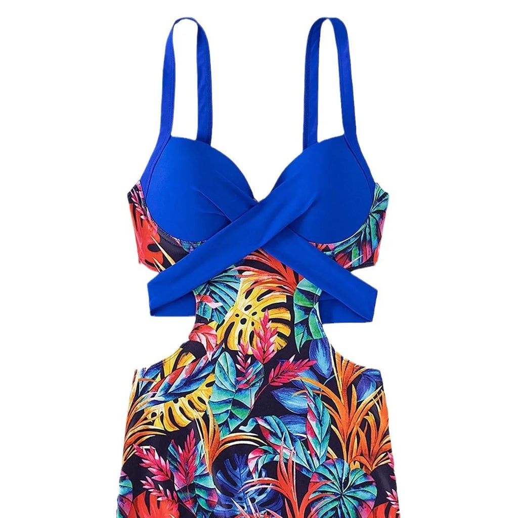 Backless Women's Lingerie Swimsuit in Tropical Print