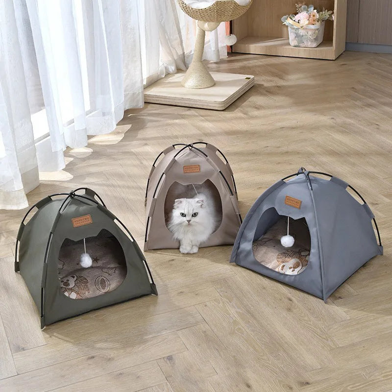 Outdoor-Style Semi-Enclosed Pet Tent for Small Pets