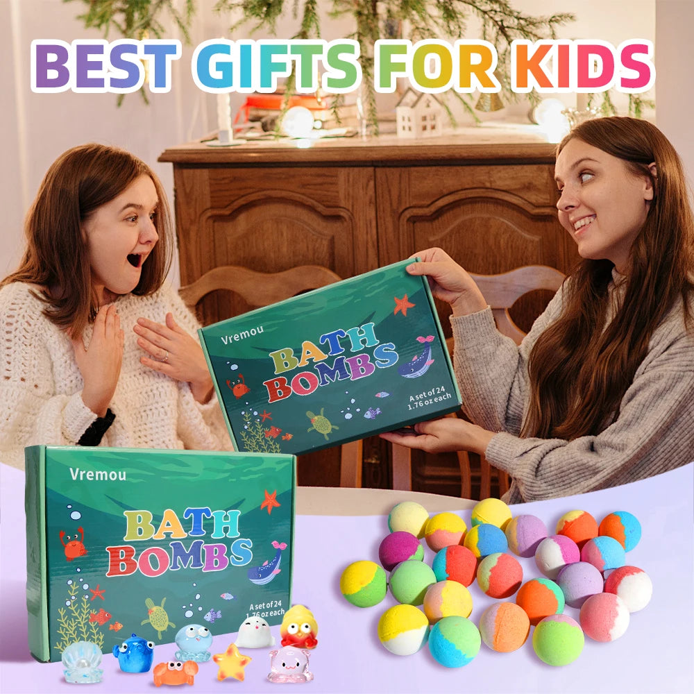 Vremou Kids Bath Bombs Gift Set with Surprise Inside