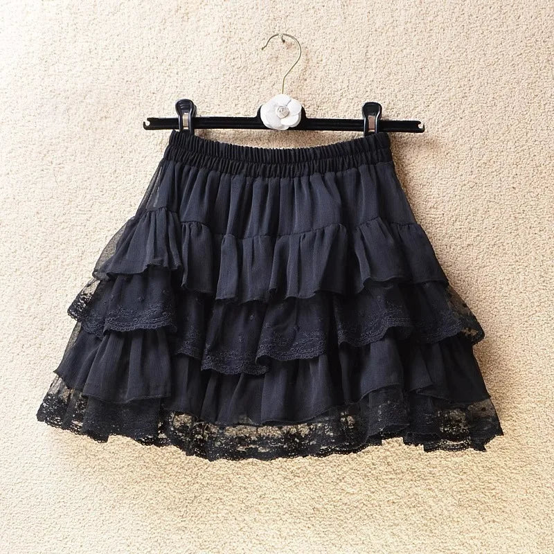 White Lace Summer Skirt for Women - High Waist A-Line