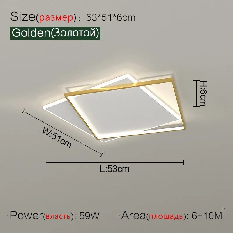 Modern Minimalist Square Ceiling Light in Black