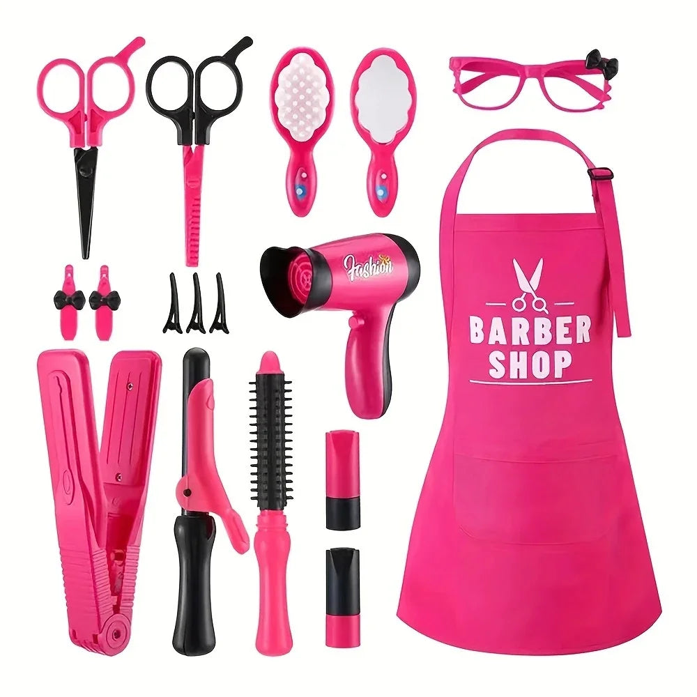 Girls' Play Hairdresser Kit with Accessories and Apron Set
