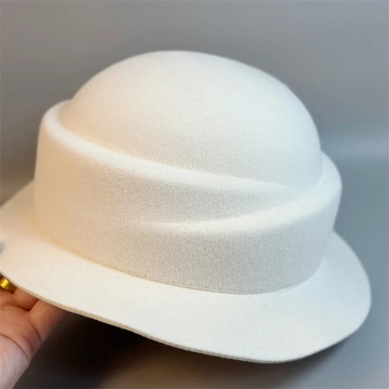 Elegant Wool Fedora Hat for Women in Retro Style