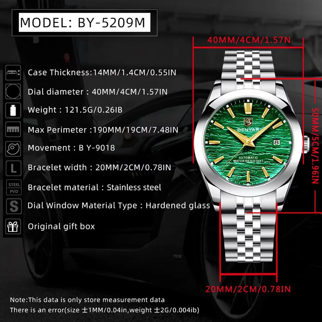 Luxury Mechanical Wristwatch for Men in Stainless Steel