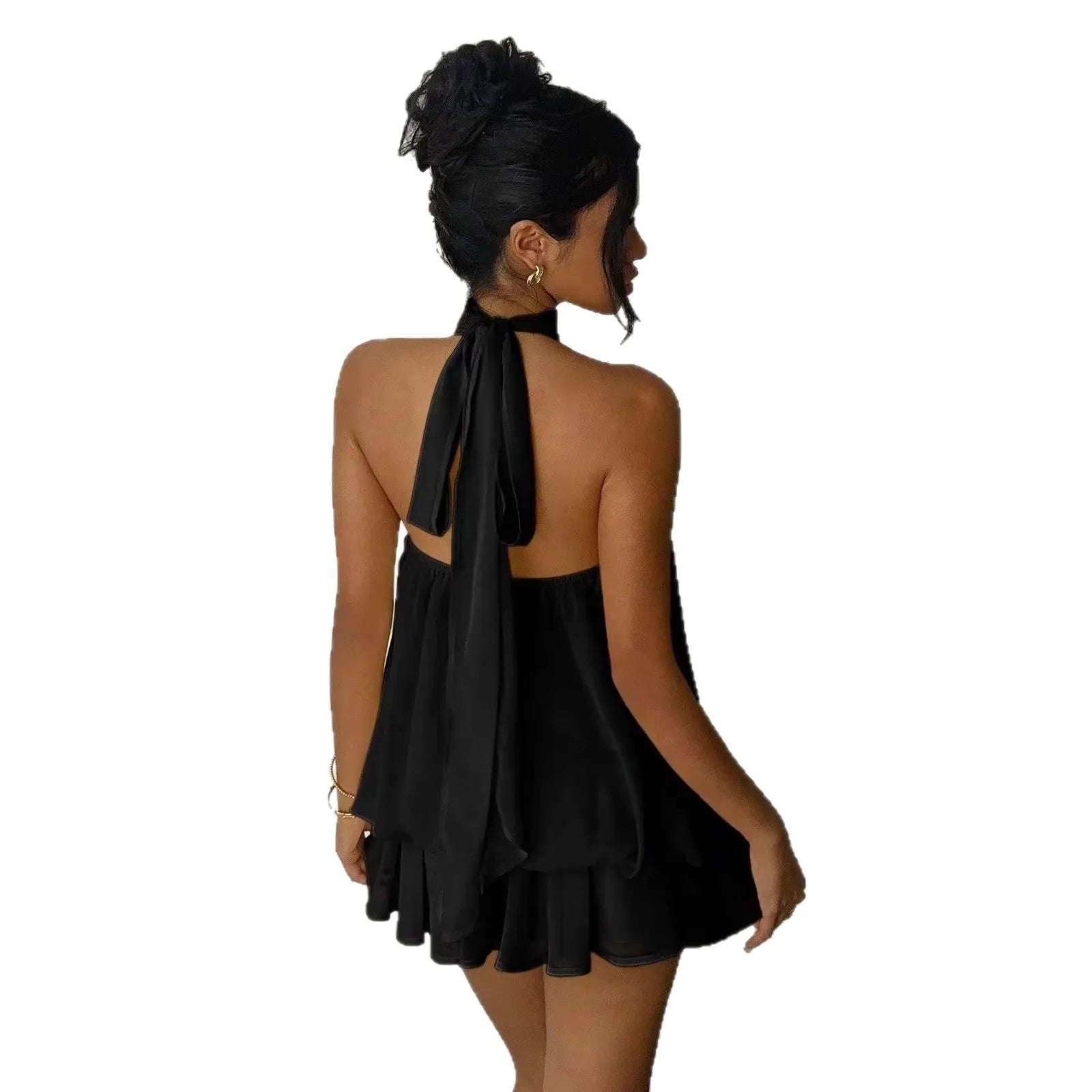 Elegant Women's A-line Beachwear Dress in Polyester