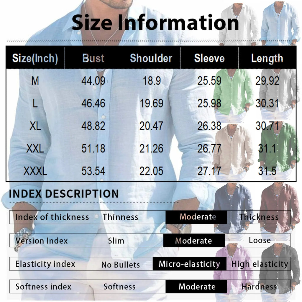 Men's Casual Long Sleeve Polyester Shirt for Spring and Summer