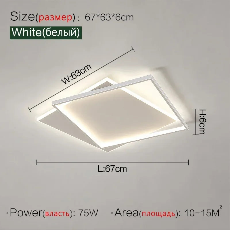 Modern Minimalist Square Ceiling Light in Black