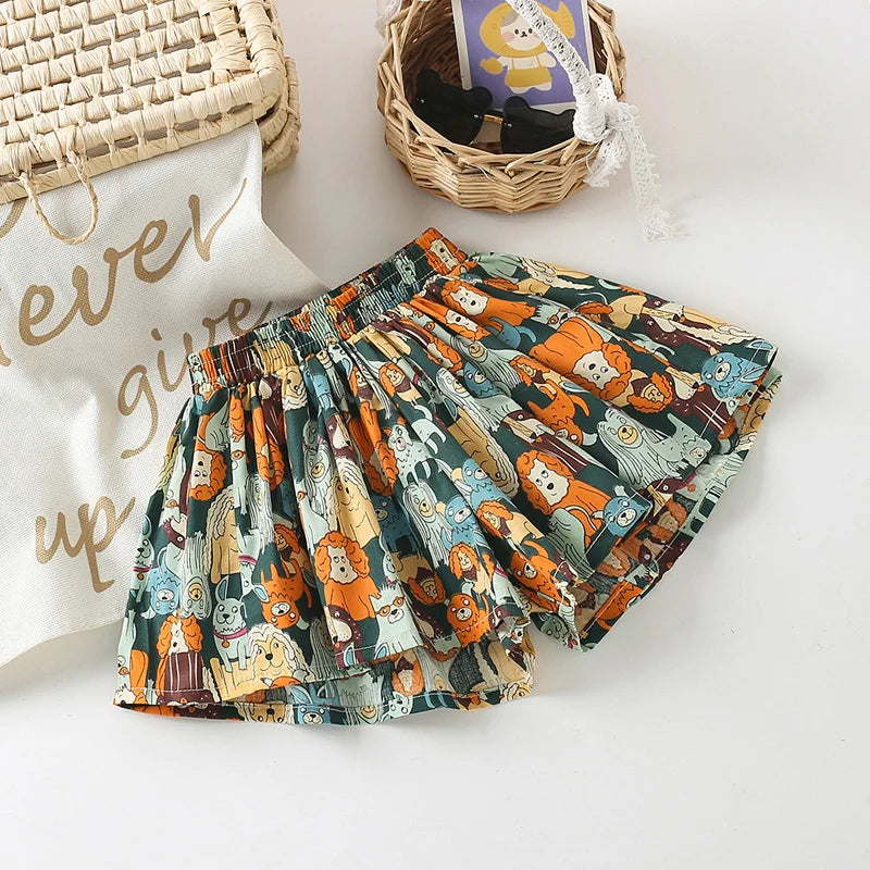 Cute Summer Cotton Girls Skirt Shorts for Kids 4-6Y