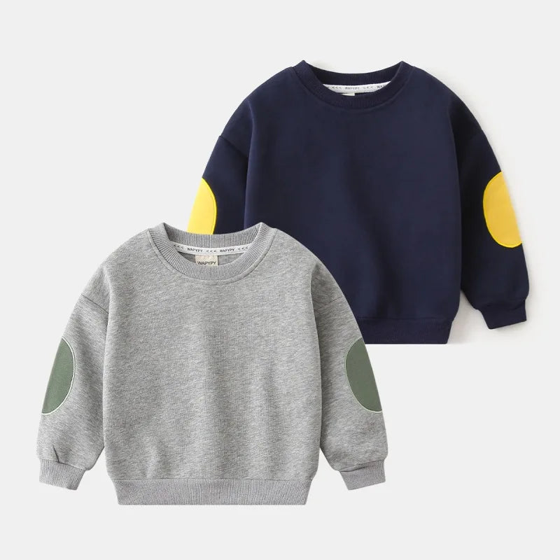 Casual Boys Patchwork Pullover Sweatshirt for Toddlers