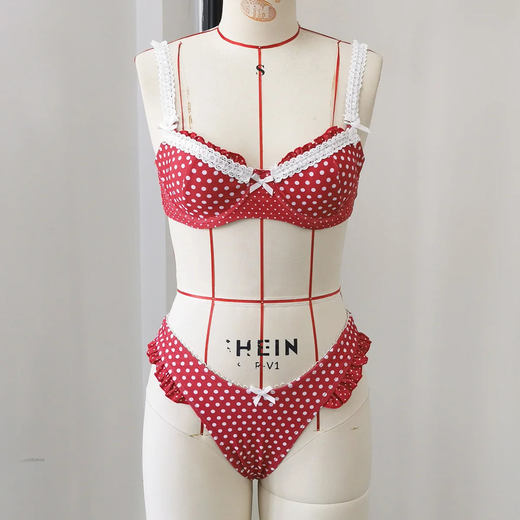 Sexy Dot Print Low Waist Bikini Set for Women