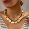 Geometric Round Metal Necklace for Women, Minimalist Style