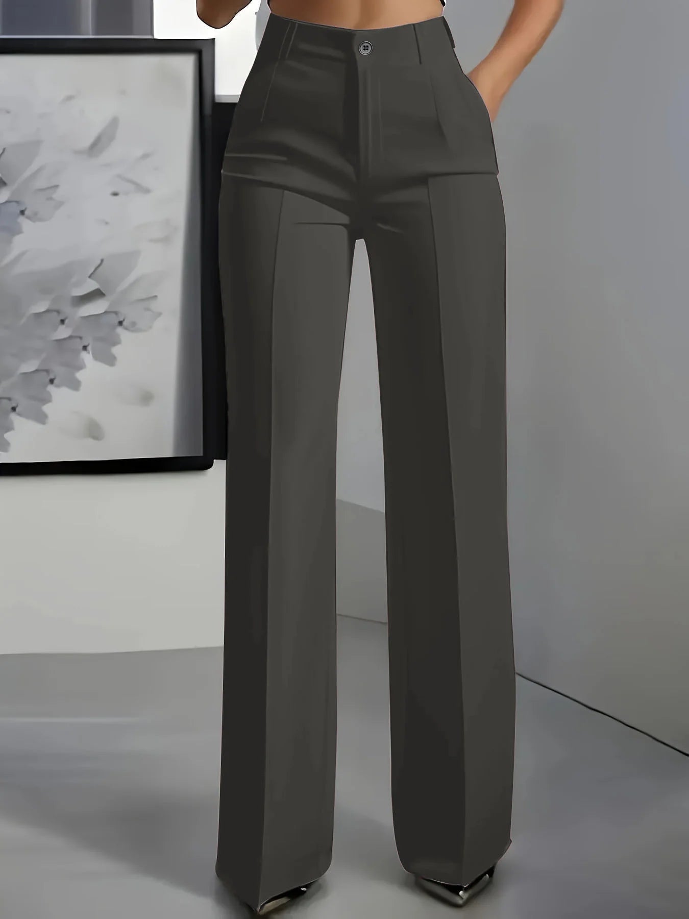 2026 Women's High-Waisted Draped Suit Pants in Solid Twill