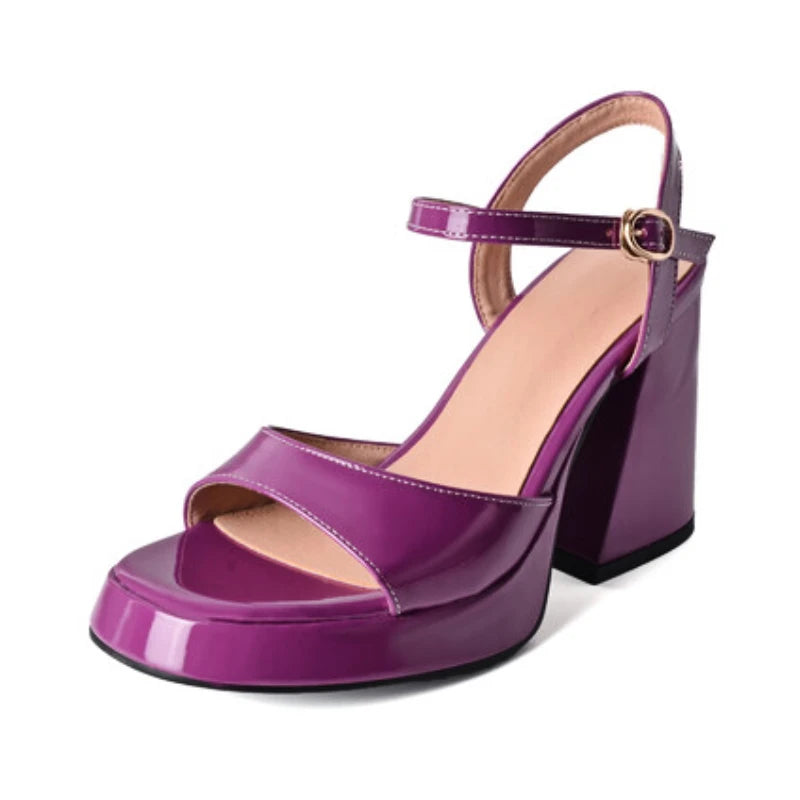 KNCOKAR Women's Microfiber Platform Sandals with Square Heels